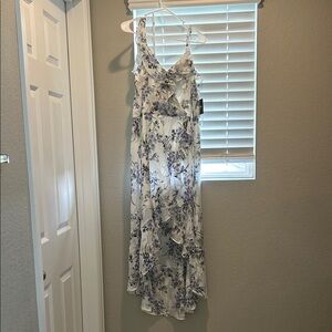 by & by White and Purple Floral High Low Dress
